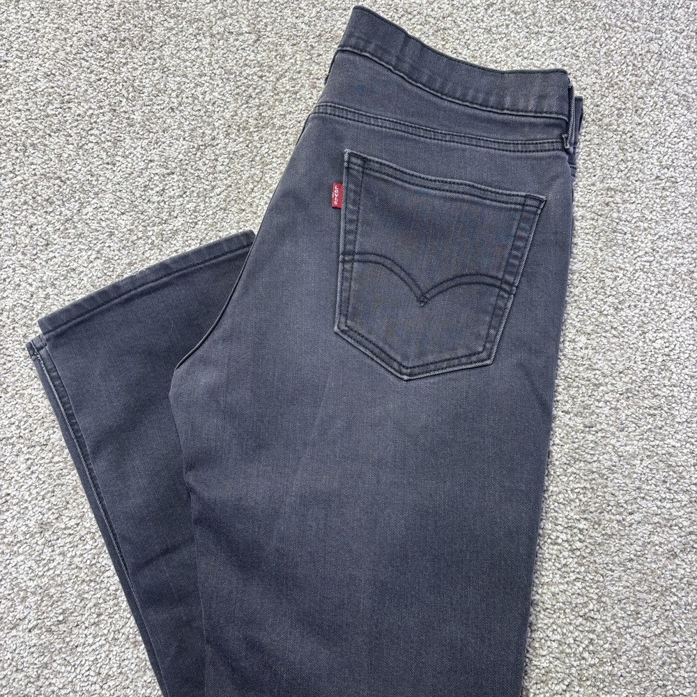 Levis Jeans Mens 33x31 Gray Charcoal Wash Regular Straight Stretch Denim Pants